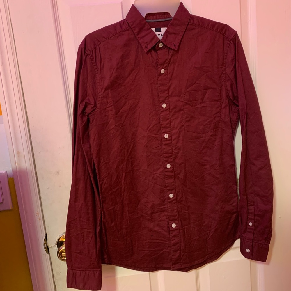 Topman maroon long sleeve button down